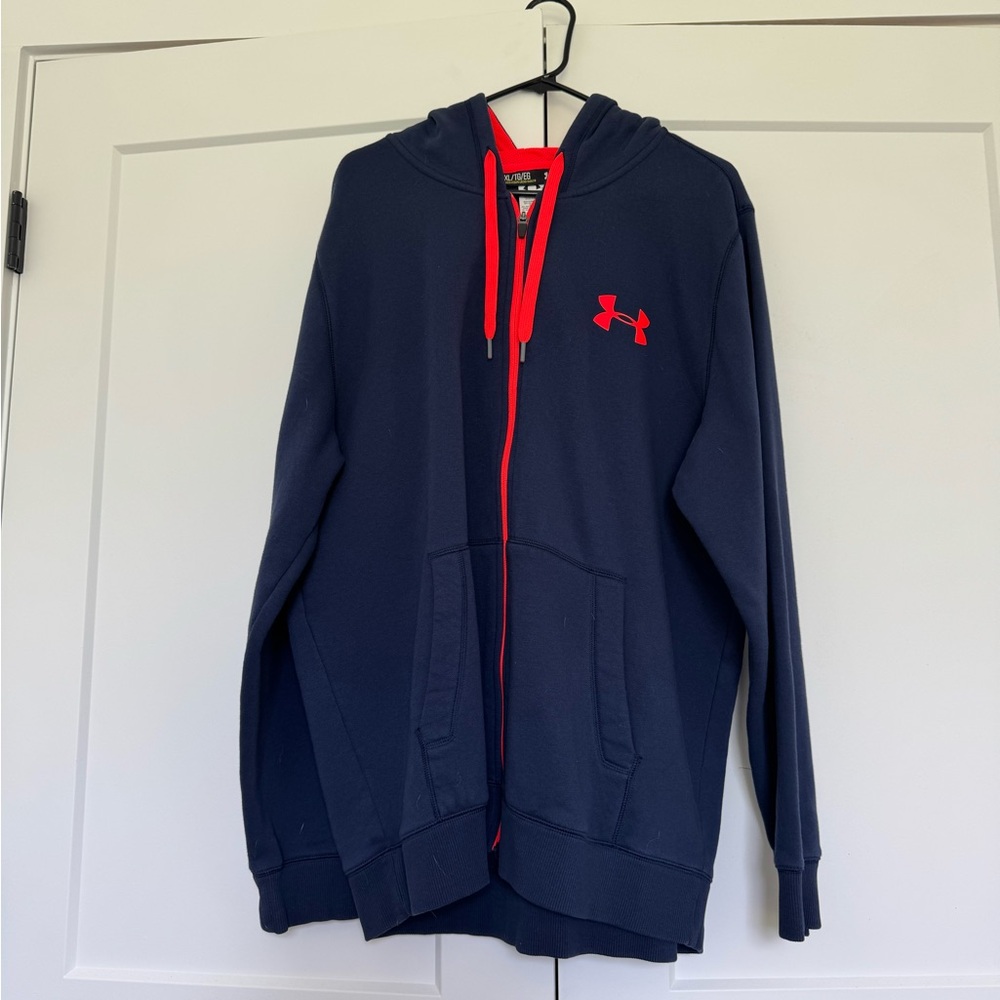 Under Armour Dark Blue Jacket with Bright Red Details